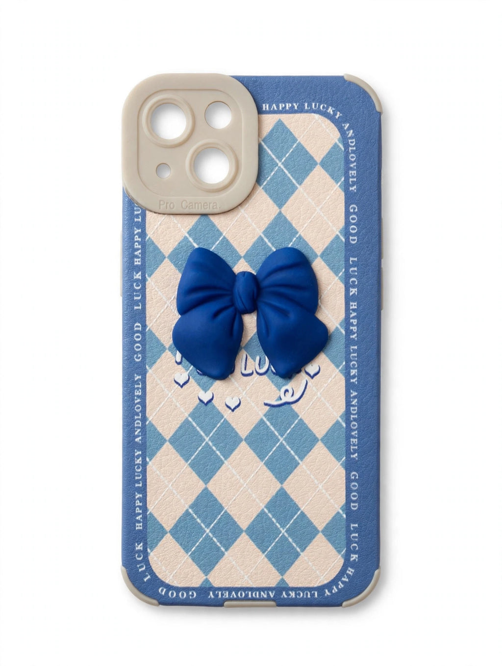 Coquette Blue Bow Argyle Case - iPhone 13