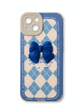 Coquette Blue Bow Argyle Case - iPhone 13