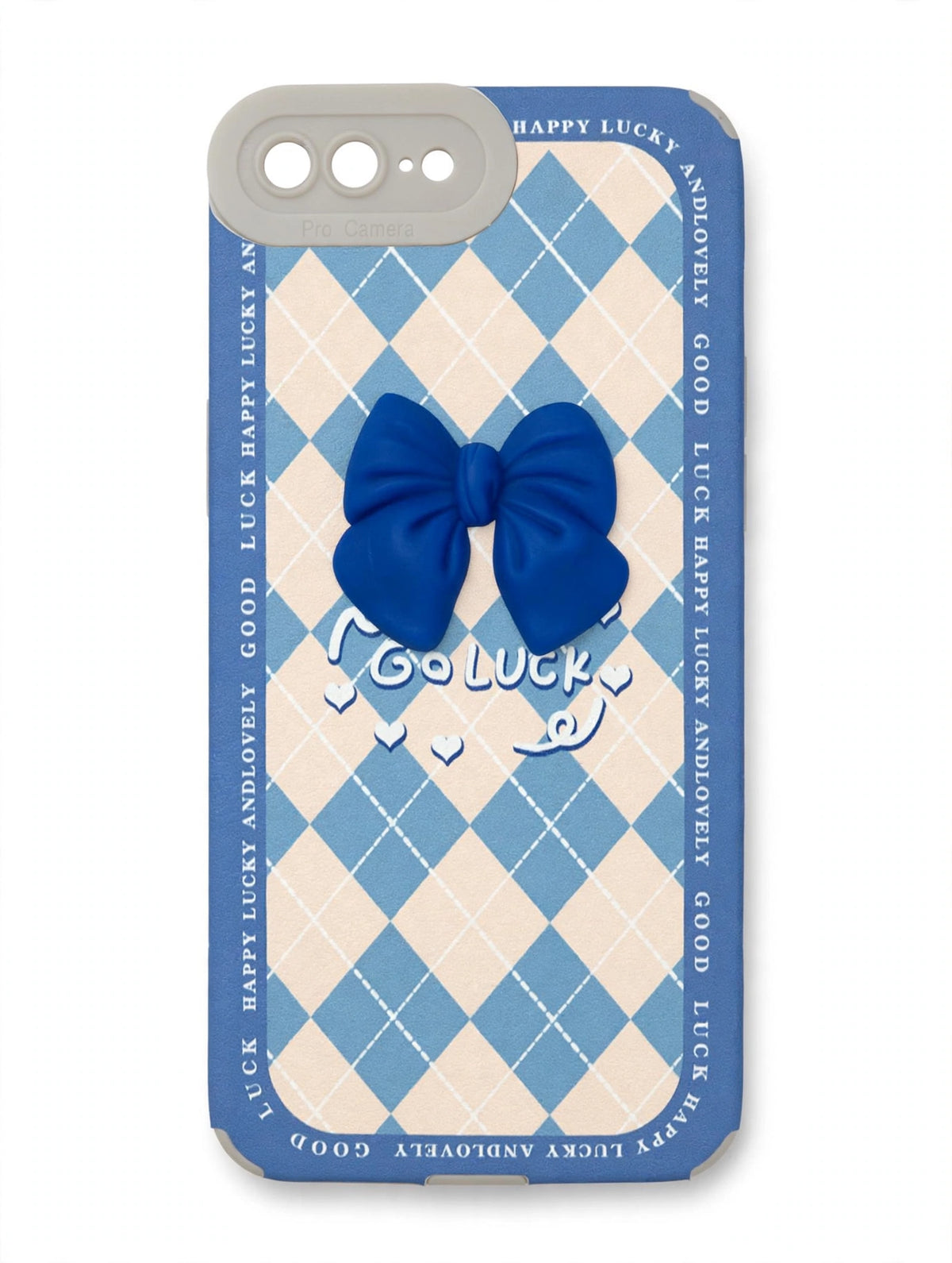 Coquette Blue Bow Argyle Case - iPhone 8 Plus