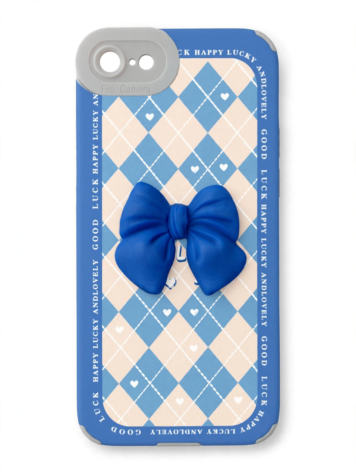 Coquette Blue Bow Argyle Case - iPhone SE (2nd Gen)