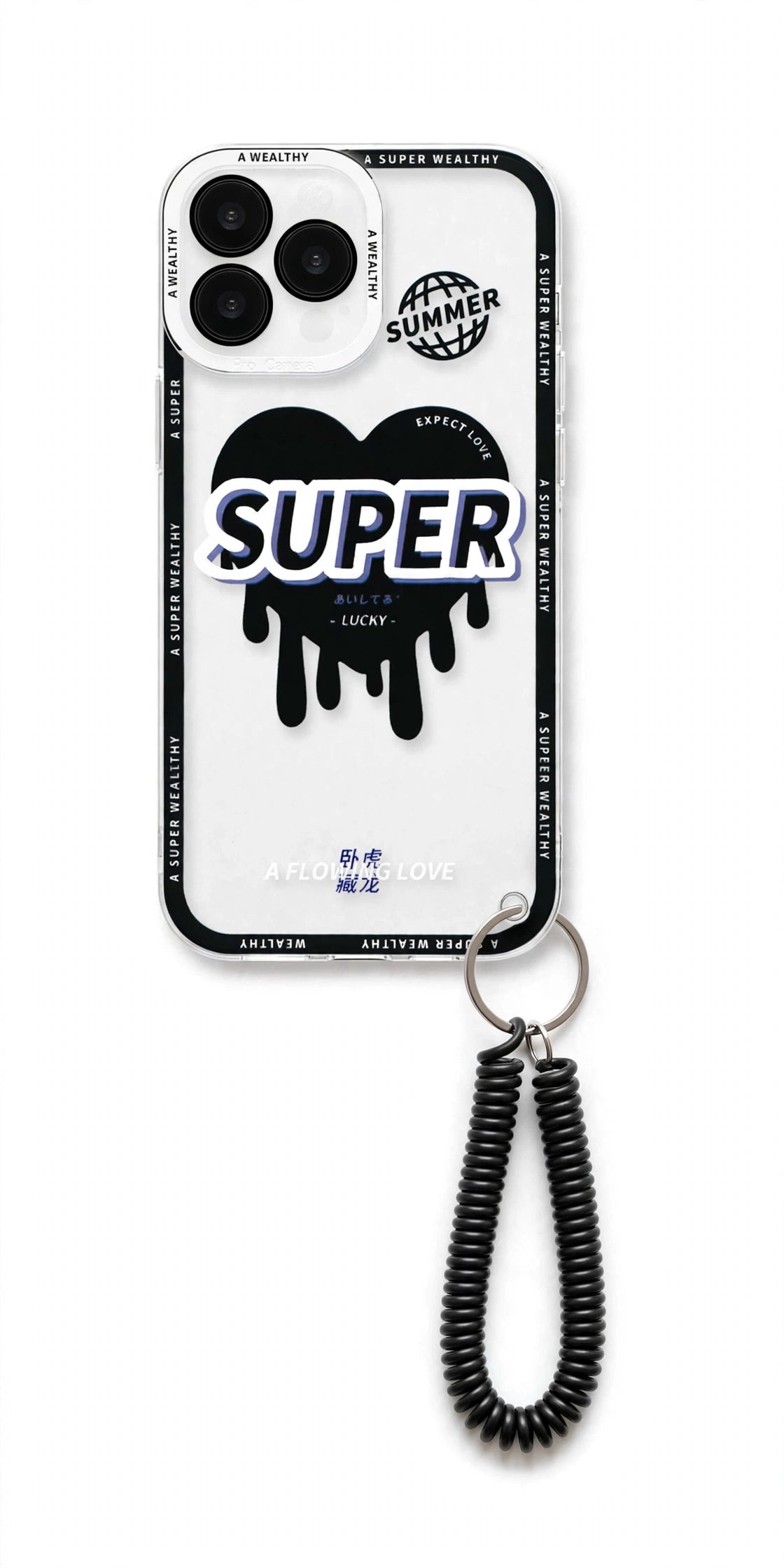 Super Wealthy Streetwear Case with Wristlet Strap for iPhone
